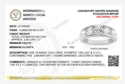 2CTW Round Lab-Grown Diamond Channel Men's Ring 5 Stones