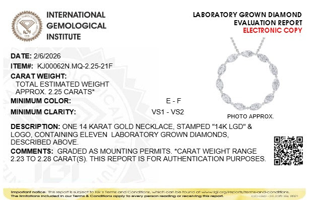 2.25CTW Marquise Lab-Grown Diamond Prong Circle Necklace 11 Stones
