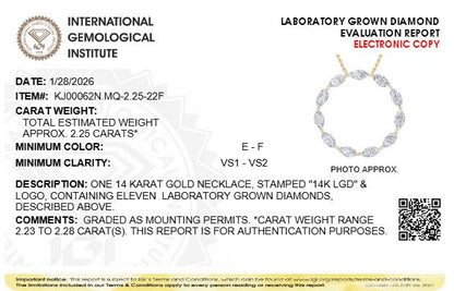 2.25CTW Marquise Lab-Grown Diamond Prong Circle Necklace 11 Stones