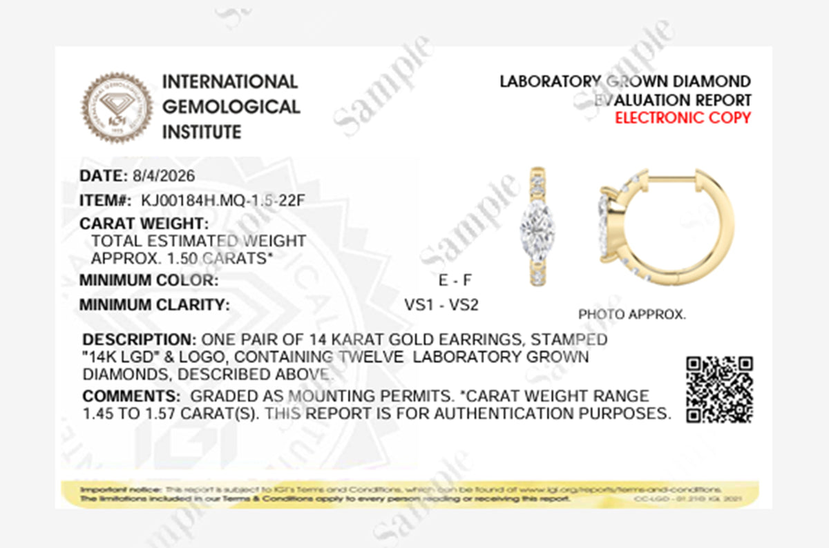1.5CTW Marquise Lab-Grown Diamond Prong Solitare Accent Huggie Earrings 12 Stones