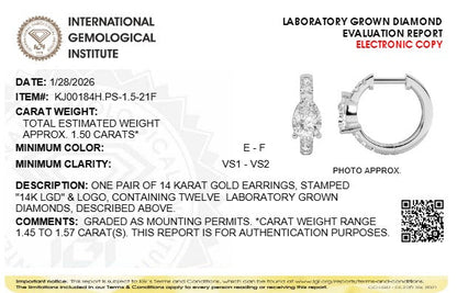 1.5CTW Pear Lab-Grown Diamond Prong Earring 12 Stones