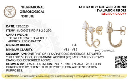 2.5CTW Round Lab-Grown Diamond Prong Toi et Moi Accented Earrings 42 Stones