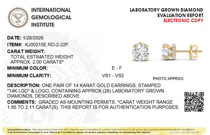 2CTW Round Lab-Grown Diamond Prong Hidden Halo Stud Earrings 28 Stones