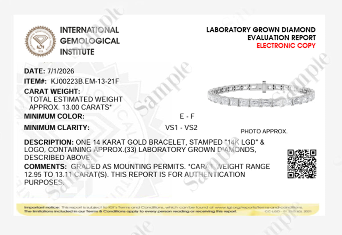 13CTW Emerald Lab-Grown Diamond Prong Classic Line Bracelet 33 Stones