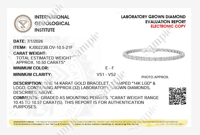 10.5CTW Oval Lab-Grown Diamond Prong Classic Line Bracelet 32 Stones