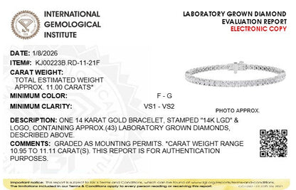 11CTW Round Lab-Grown Diamond Prong Classic Tennis Bracelet 43 Stones