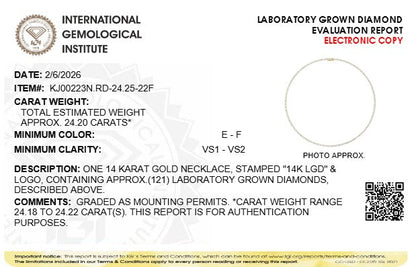 24.2CTW Round Lab-Grown Diamond Tennis Necklace 121 Stones