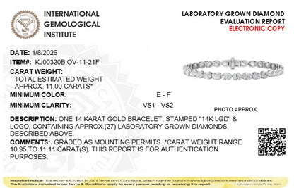 11CTW Oval Lab-Grown Diamond Prong Bracelet 27 Stones
