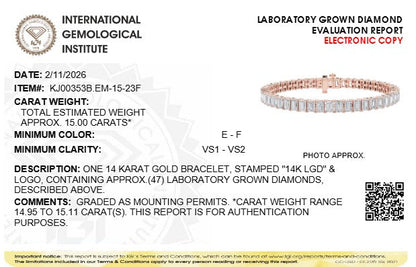 15CTW Emerald Lab-Grown Diamond Prong East West Line Bracelet 47 Stones - 7 Inch