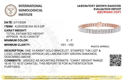 18.5CTW Emerald Lab-Grown Diamond Prong East West Line Bracelet 45 Stones