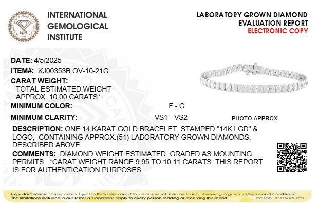 10CTW Oval Lab-Grown Diamond Prong East West Line Bracelet 51 Stones