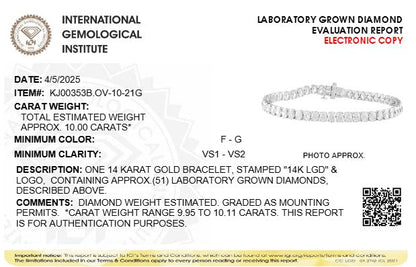 10CTW Oval Lab-Grown Diamond Prong East West Line Bracelet 51 Stones