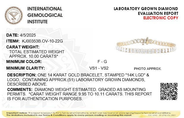10CTW Oval Lab-Grown Diamond Prong East West Line Bracelet 51 Stones