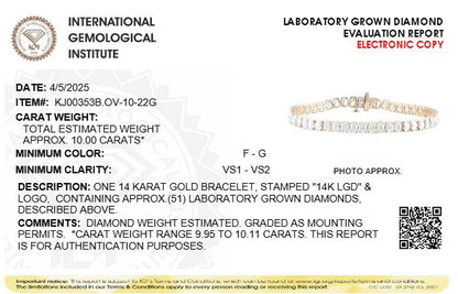 10CTW Oval Lab-Grown Diamond Prong East West Line Bracelet 51 Stones