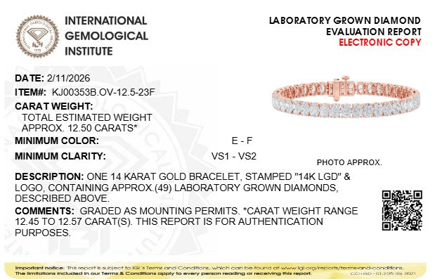 12.5CTW Oval Lab-Grown Diamond Prong East West Line Bracelet 49 Stones