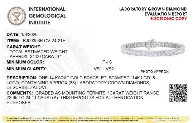 24CTW Oval Lab-Grown Diamond Prong East West Line Bracelet 33 Stones