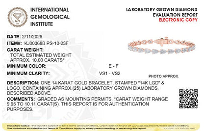 10CTW Pear Lab-Grown Diamond Prong Fancy Line Bracelet 25 Stones