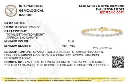 8CTW Pear Lab-Grown Diamond Prong East West Bracelet 27 Stones