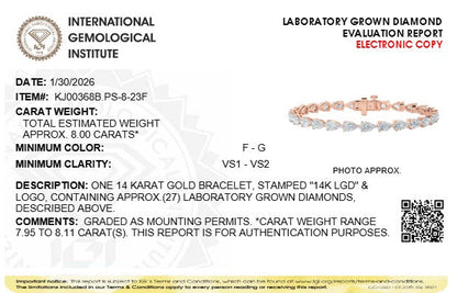 8CTW Pear Lab-Grown Diamond Prong East West Bracelet 27 Stones