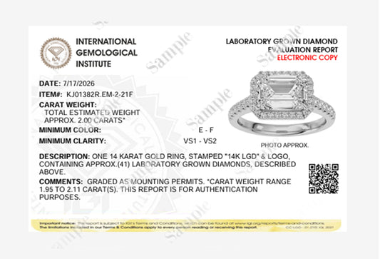 2CTW Emerald Lab-Grown Diamond Ring