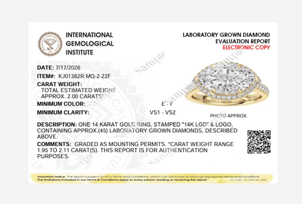 2CTW Marquise Lab-Grown Diamond Prong East West Halo Ring