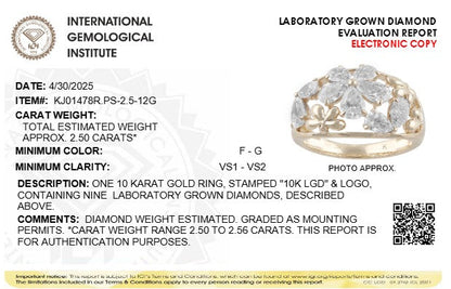 2.5CTW Pear Lab-Grown Diamond Prong Fashion Ring 9 Stones