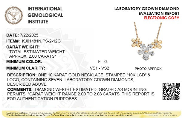2CTW Pear Lab-Grown Diamond Prong Fancy Flower Necklace 7 Stones