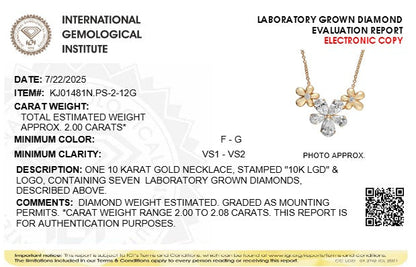 2CTW Pear Lab-Grown Diamond Prong Fancy Flower Necklace 7 Stones