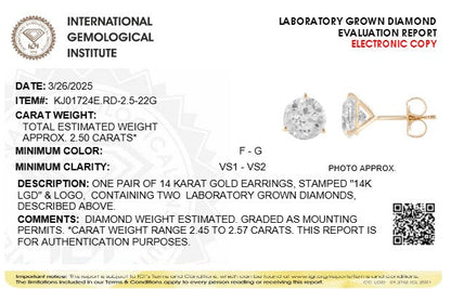 2.5CTW Round Lab-Grown Diamond Three Prong Martini Stud Earrings 2 Stones