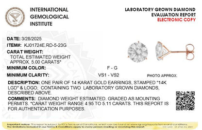 5CTW Round Lab-Grown Diamond Three Prong Martini Stud Earrings 2 Stones