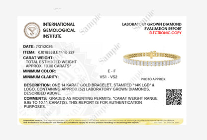 10CTW Emerald Lab-Grown Diamond Prong Bracelet 52 Stones
