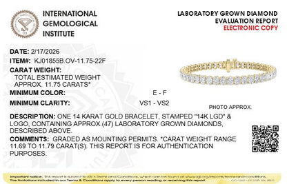 11.75CTW Oval Lab-Grown Diamond Prong North South Bracelet 47 Stones