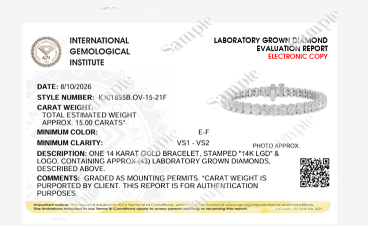 15CTW Oval Lab-Grown Diamond Prong North South Bracelet 43 Stones