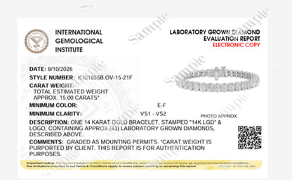 15CTW Oval Lab-Grown Diamond Prong North South Bracelet 43 Stones