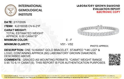 6CTW Oval Lab-Grown Diamond Prong North South Bracelet 60 Stones