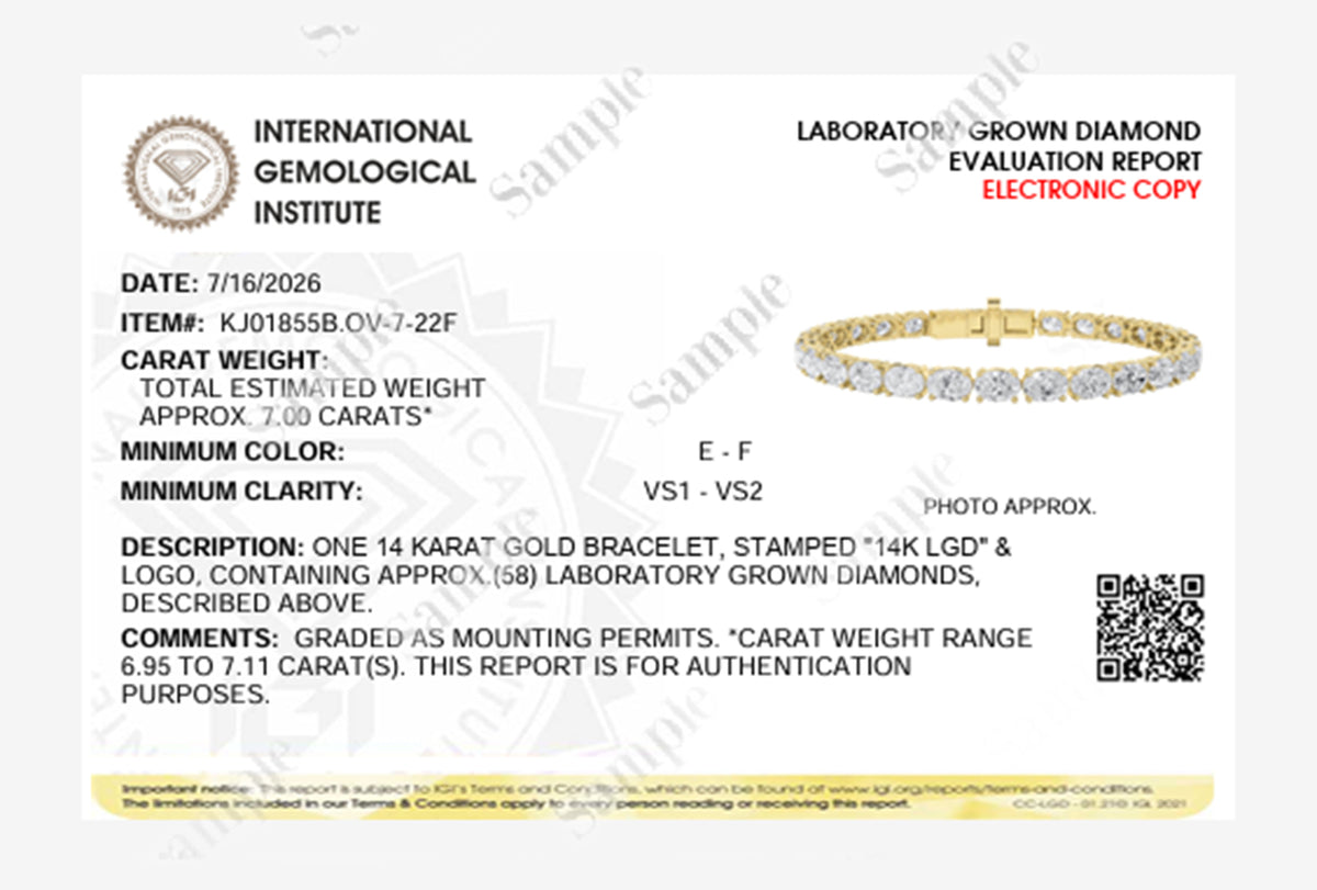 7CTW Oval Lab-Grown Diamond Bracelet
