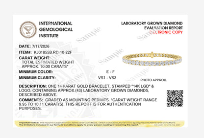 10CTW Round Lab-Grown Diamond Prong Tennis Bracelet 43 Stones