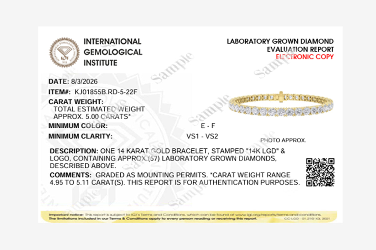 5CTW Round Lab-Grown Diamond Bracelet 57 Stones