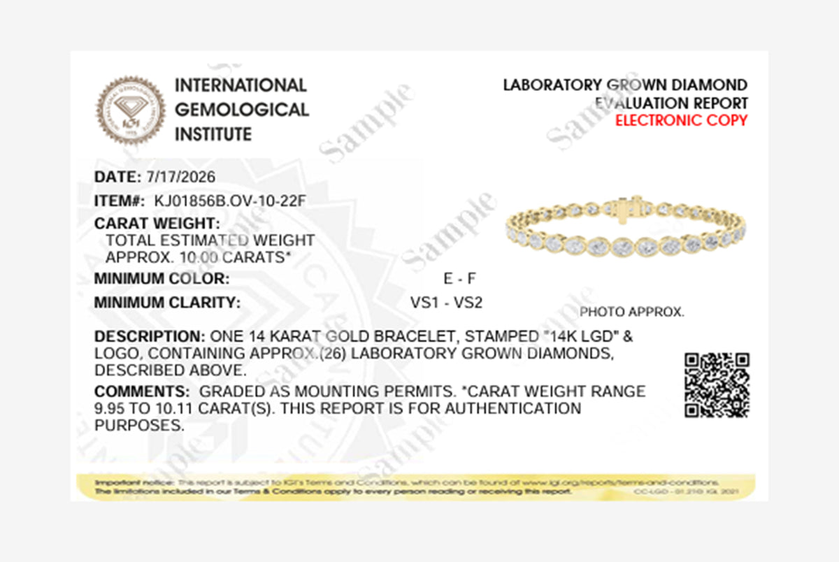 10CTW Oval Lab-Grown Diamond East West Bezel Set Bracelet 26 Stones