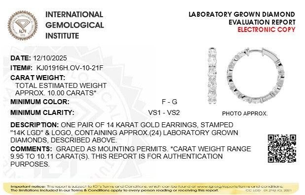 10CTW Oval Lab-Grown Diamond Prong Inside Out Hoop Earrings 24 Stones