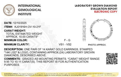 10CTW Oval Lab-Grown Diamond Prong Inside Out Hoop Earrings 24 Stones