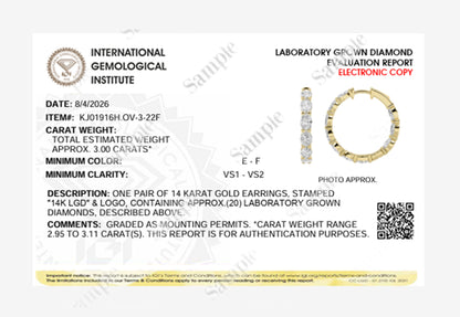 3CTW Oval Lab-Grown Diamond Inside Out Hoop Earrings 20 Stones