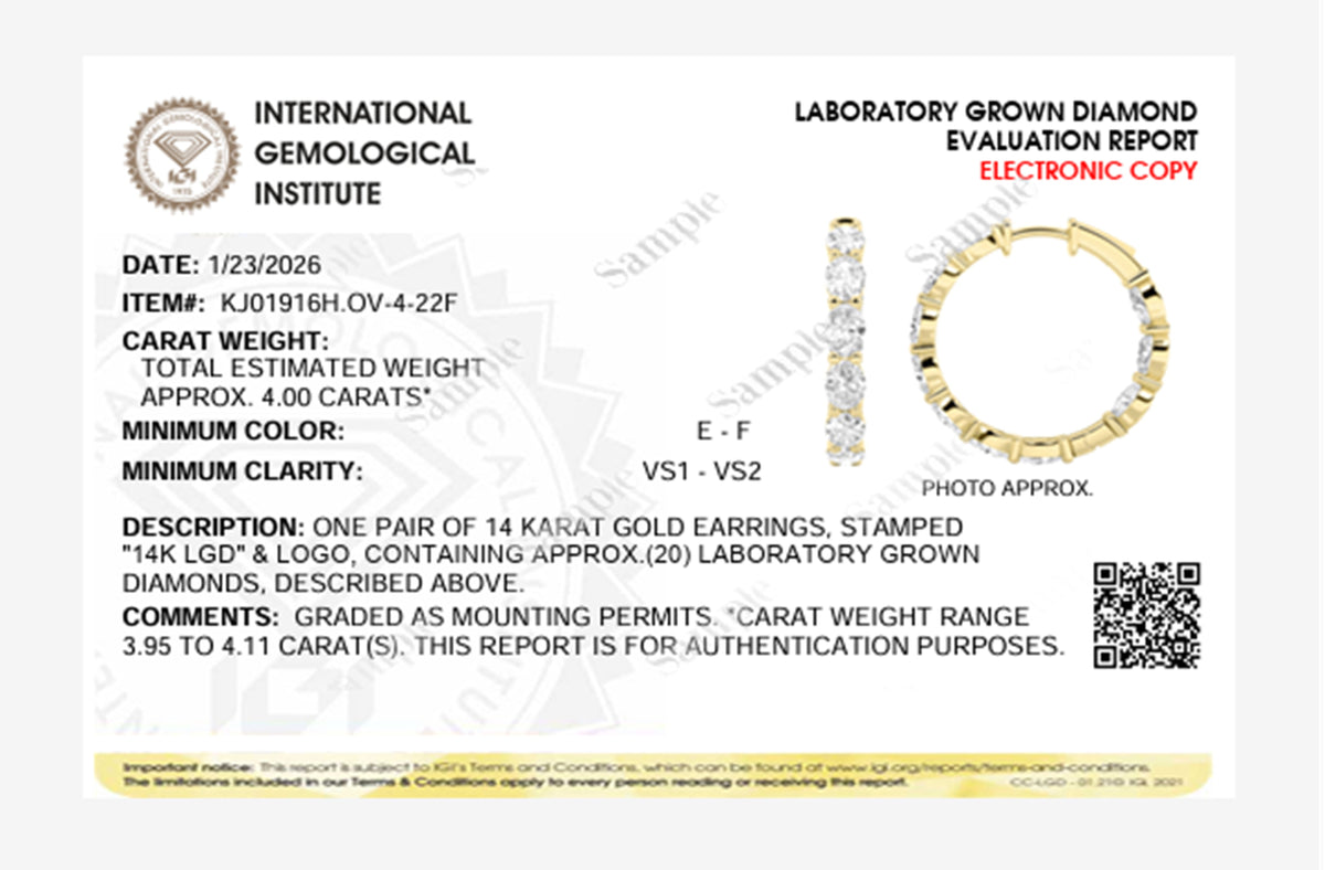 4CTW Oval Lab-Grown Diamond Inside Out Hoop Earrings 20 Stones
