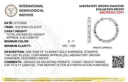 6CTW Oval Lab-Grown Diamond Inside Out Hoop Earrings 20 Stones