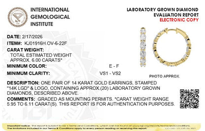 6CTW Oval Lab-Grown Diamond Inside Out Hoop Earrings 20 Stones