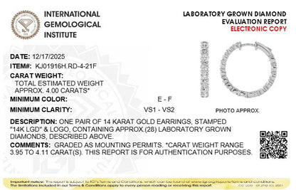 4CTW Round Lab-Grown Diamond Inside Out Hoop Earrings 28 Stones