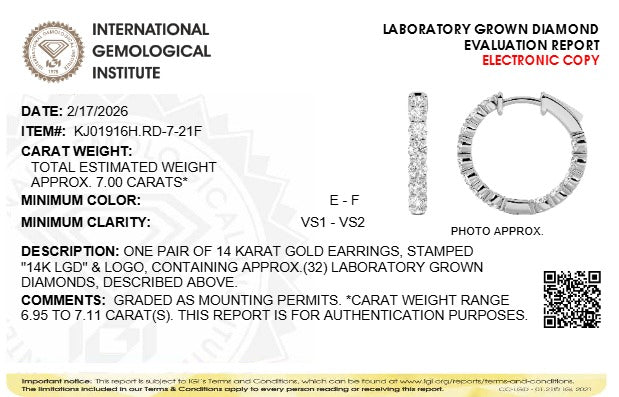7CTW Round Lab-Grown Diamond Inside Out Hoop Earrings 32 Stones