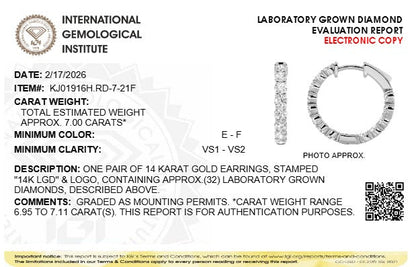 7CTW Round Lab-Grown Diamond Inside Out Hoop Earrings 32 Stones