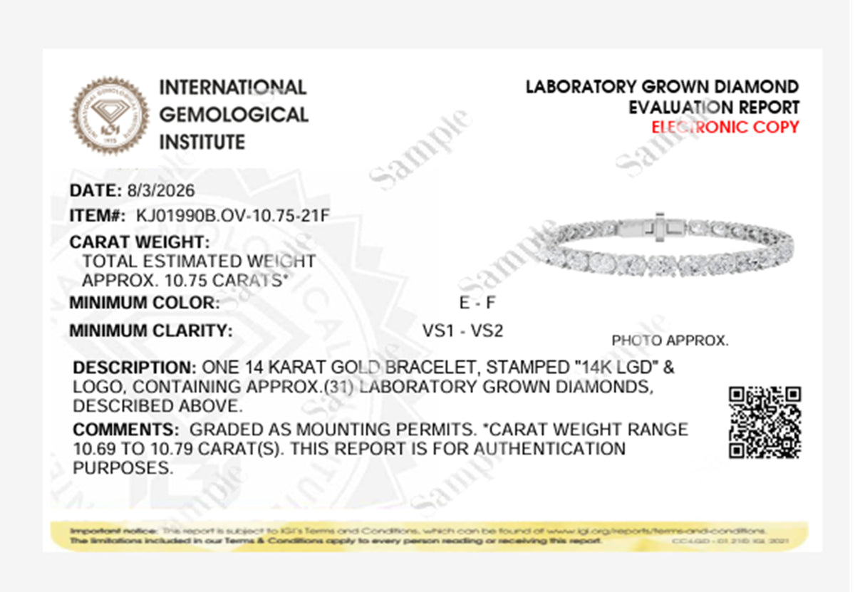 10.75CTW Oval Lab-Grown Diamond Prong East West Bracelet 31 Stones