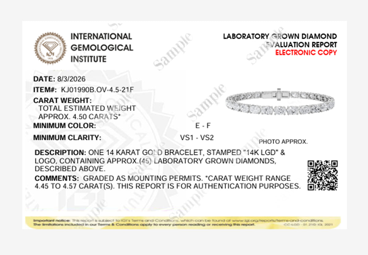 4.5CTW Oval Lab-Grown Diamond Prong East West Bracelet 45 Stones